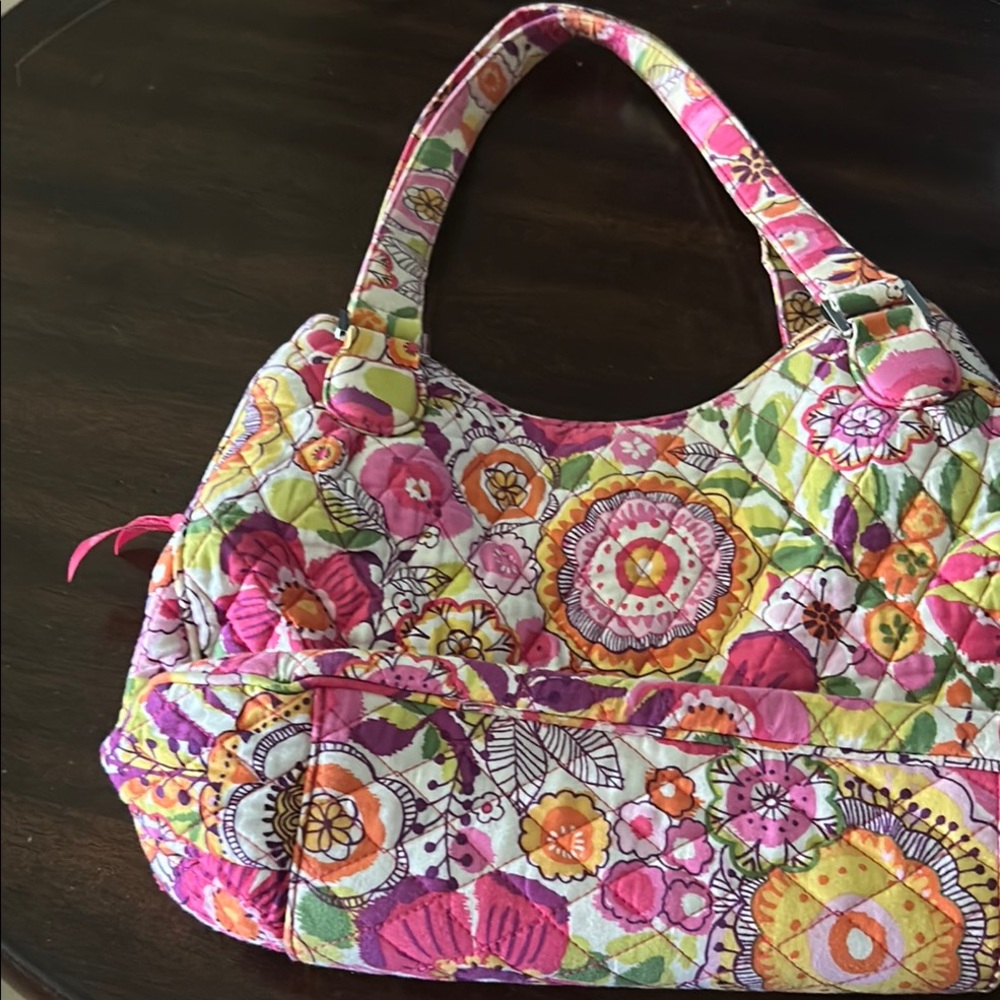 Vera Bradley Pink and Green Quilted Shoulder Bag